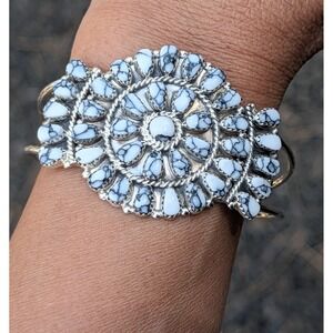 Handmade Navajo Sterling Silver Cuff Bracelet Signed Benally Native American **